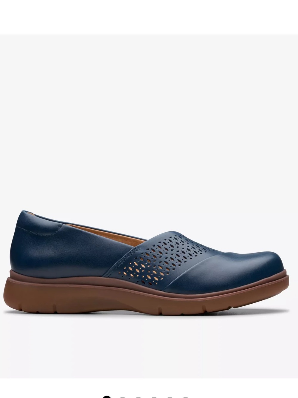 Clarks Certina Edge Leather Women's Navy Slip-On Loafers - Picture 4 of 14